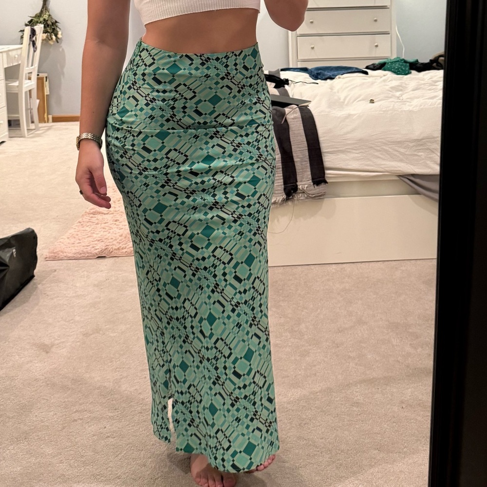 Princess Polly Green Patterned Pencil Skirt